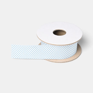 Diamond Trellis Baby Blue - White Satin Ribbon