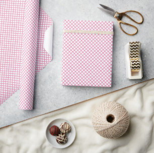 Diamond Trellis Fuchsia Pink - White Wrapping Paper