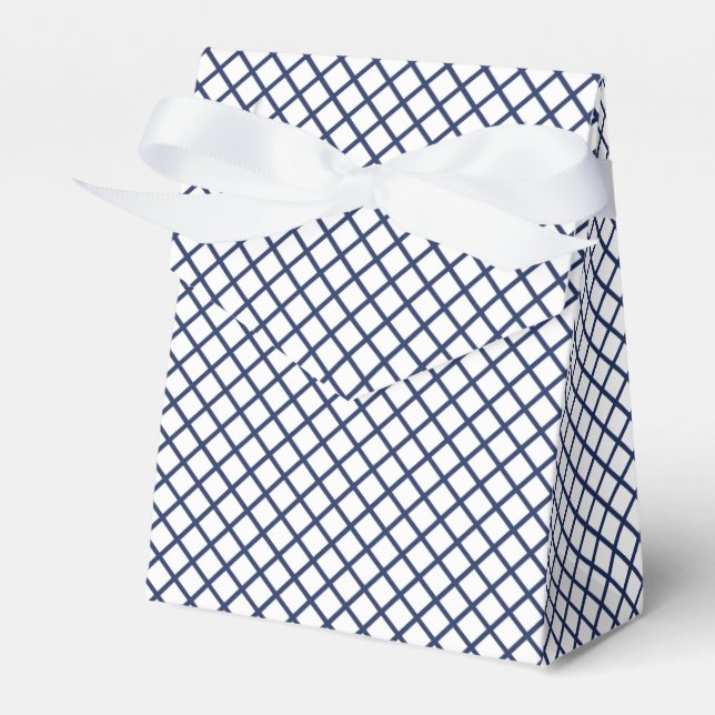 Diamond Trellis Navy Blue - White Favour Box (Front Side)