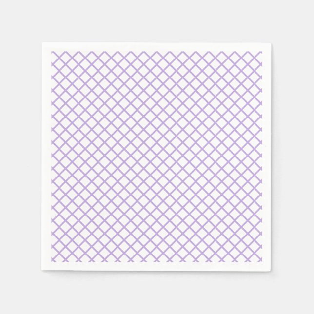 Diamond Trellis Soft Lavender - White Napkin (Front)
