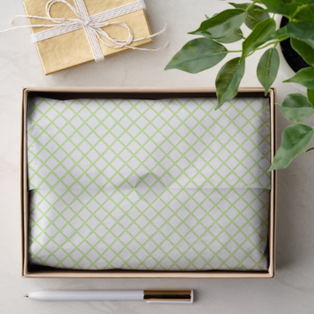 Diamond Trellis Spring Green - White Tissue Paper (Gift)