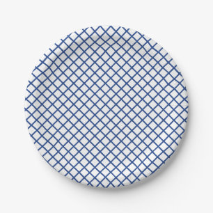 Diamond Trellis True Blue - White Paper Plate