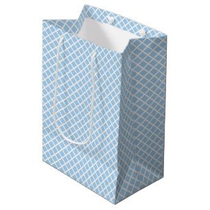 Diamond Trellis White - Baby Blue Medium Gift Bag