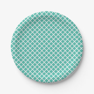 Diamond Trellis White - Bluegrass Green Paper Plate
