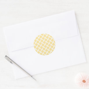 Diamond Trellis White - Canary Yellow Classic Round Sticker