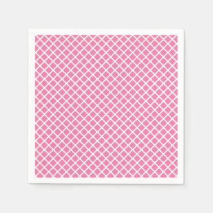 Diamond Trellis White - Fuchsia Pink Napkin