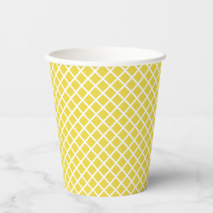 Diamond Trellis White - Golden Yellow Paper Cups