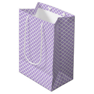 Diamond Trellis White - Soft Lavender Medium Gift Bag
