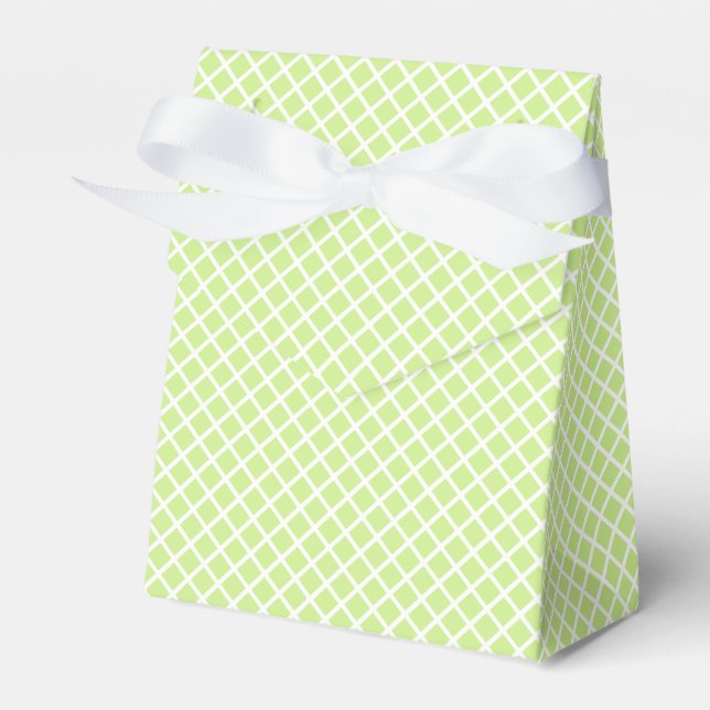 Diamond Trellis White - Spring Green Favour Box (Front Side)
