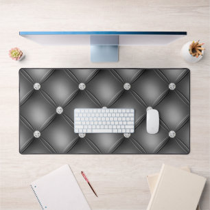 Diamond Tufted Design, Black Desk Mat