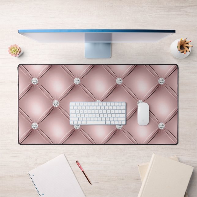 Diamond Tufted Design, Rose Gold Desk Mat (Office 1)