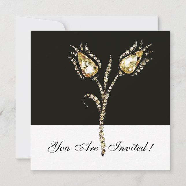 DIAMOND TULIPS , Black and White Invitation (Front)