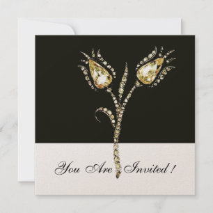 DIAMOND TULIPS ,Champagne Metallic Invitation