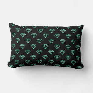 Diamond - Turquoise on Black Lumbar Cushion