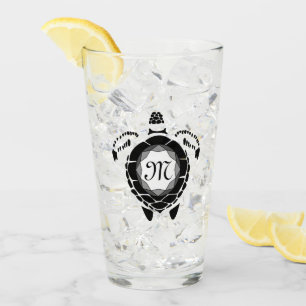 Diamond Turtle Shellback Monogram Glass