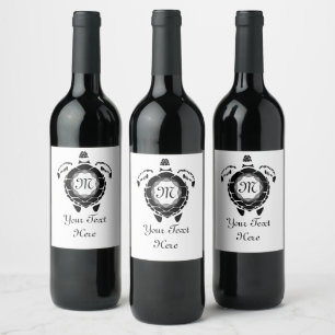Diamond Turtle Shellback Monogram Wine Label