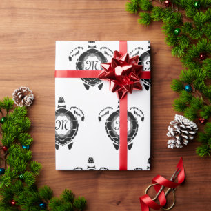 Diamond Turtle Shellback Monogram Wrapping Paper