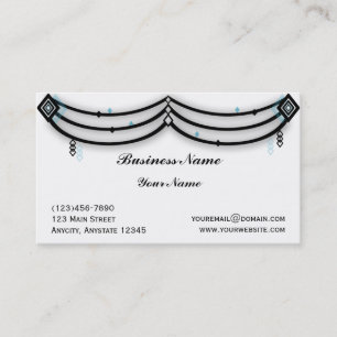 Diamond Valance in Black and Aqua Business Card