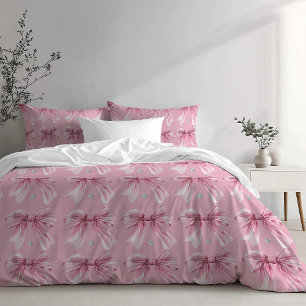 Diamond watercolor Pink Coquette Bow Pillowcase