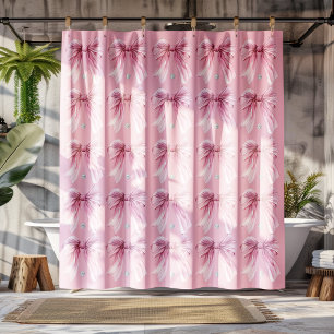 Diamond watercolor Pink Coquette Bow Shower Curtain