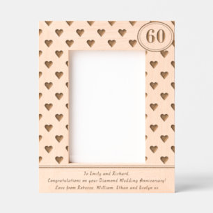 Diamond Wedding 60th Anniversary Hearts Custom Etched Frames