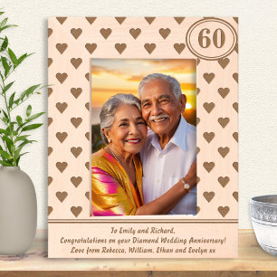 Diamond Wedding 60th Anniversary Hearts Custom Etched Frames