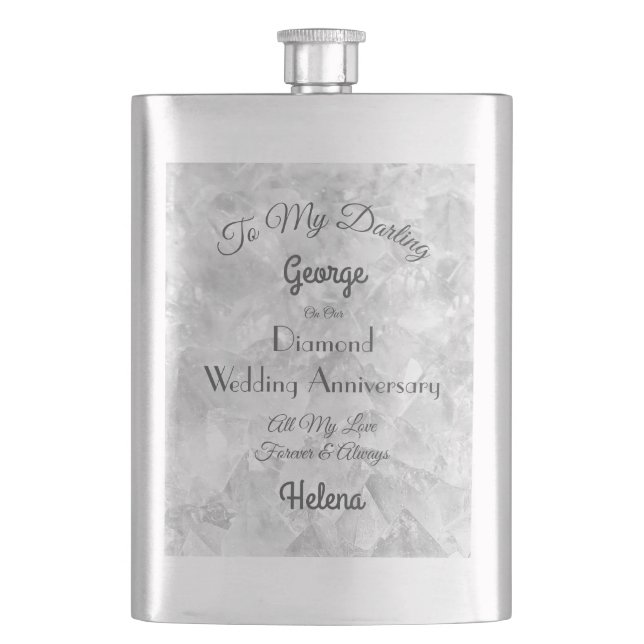 Diamond Wedding Anniversary Classic Flask (Front)
