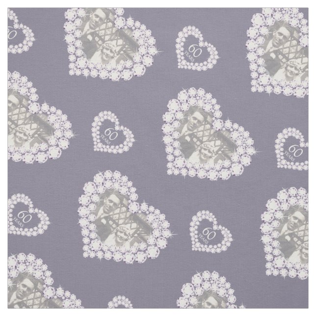 Diamond wedding anniversary custom photo fabric (Swatch)