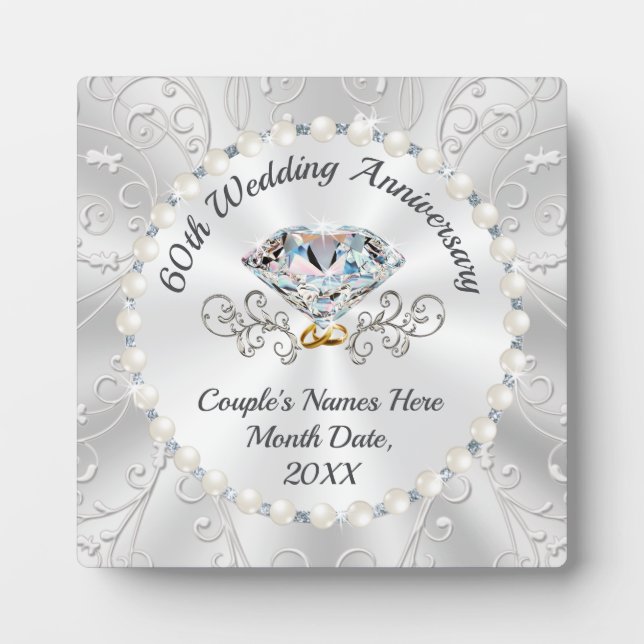 Diamond Wedding Anniversary Gift Ideas for Parents Plaque (Front)