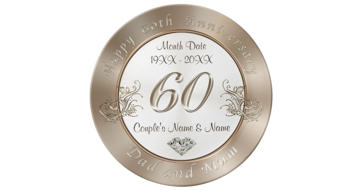 Diamond Wedding Anniversary Gifts for Dad and Mum Plate Zazzle