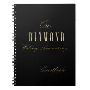 Diamond Wedding Anniversary Guest Book Black Gold