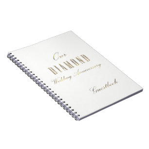 Diamond Wedding Anniversary Guest Book White Gold