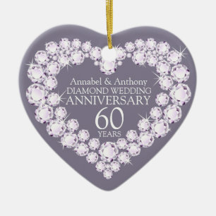 Diamond Wedding Anniversary heart ornament