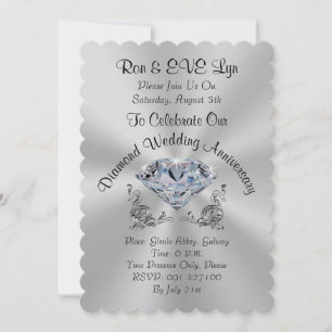 Diamond Wedding Anniversary Invitations, YOUR TEXT Invitation