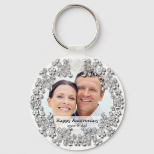 Diamond wedding anniversary with a photo key ring
