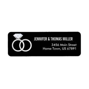 Diamond Wedding Bands (Black) Return Address Label