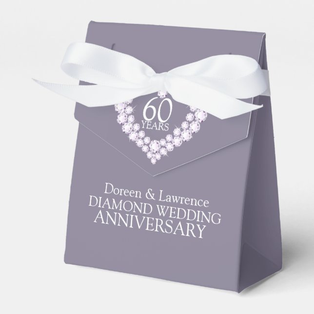 Diamond wedding heart 60 years thank you favour bo favour box (Front Side)