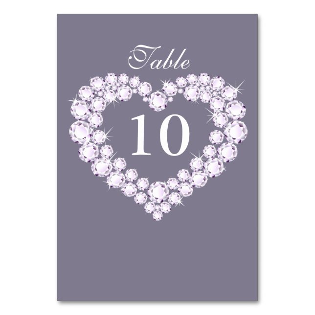 Diamond wedding heart table numbers (Front)
