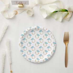 Diamond Wedding Rings Pattern Paper Plate