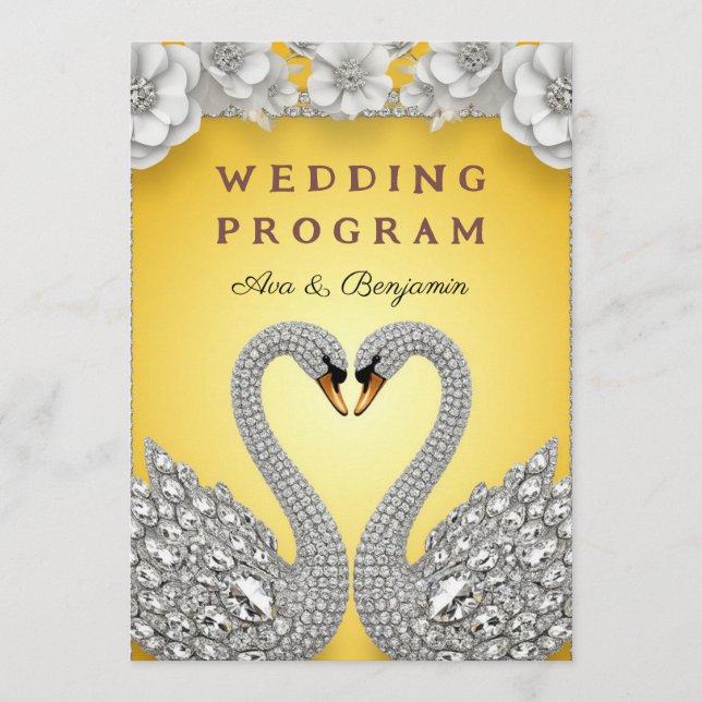 Diamond Wedding Swan Pair Luxury Romance Theme Program (Front)