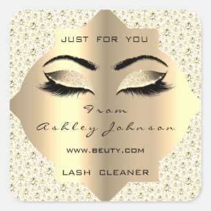 Diamond White Glitter Gold Lash Cleaner Makeup Square Sticker