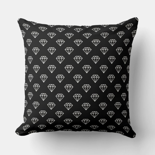 Diamond - White on Black Cushion (Front)
