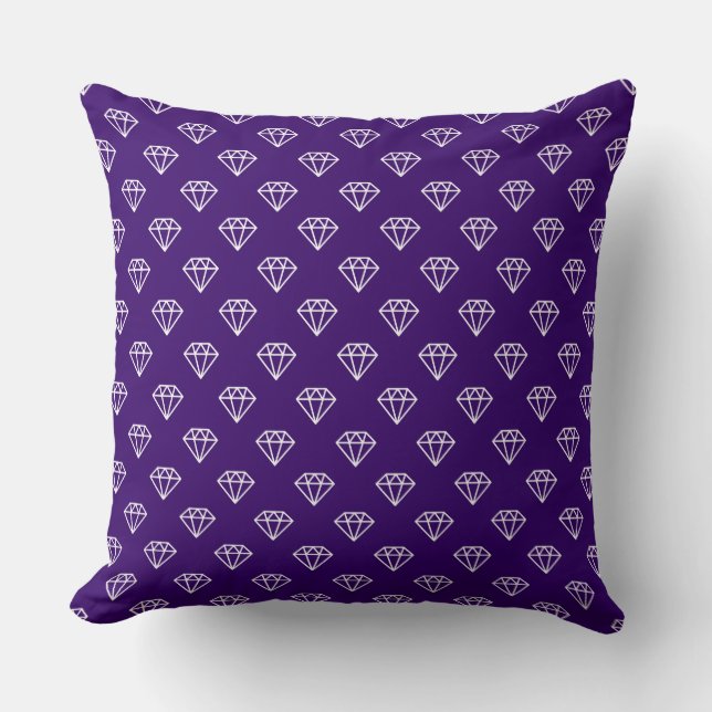 Diamond - White on Deep Purple Cushion (Front)