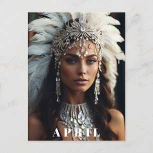 *~ DIAMOND Women AP53 Boho APRIL BIRTHDAY Postcard