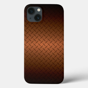 Diamondplate Look Pattern Black to Copper Fade iPhone 13 Case
