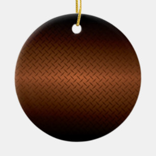 Diamondplate Look Pattern Black to Copper Fade Ceramic Ornament