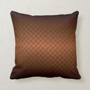 Diamondplate Look Pattern Black to Copper Fade Cushion