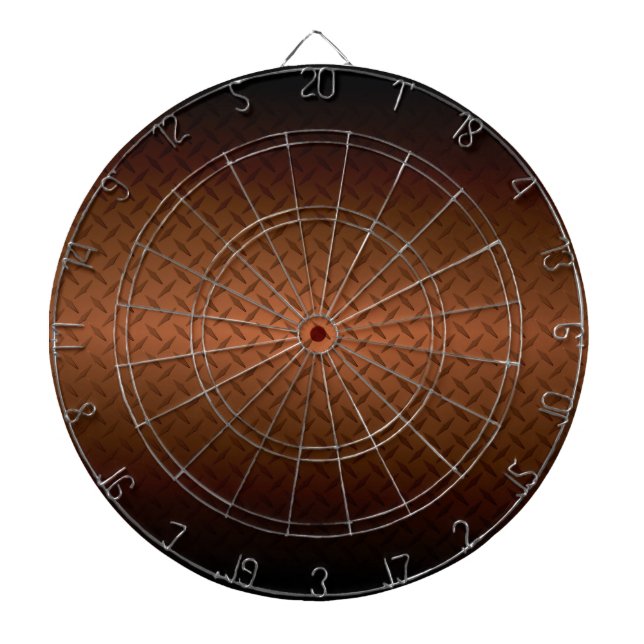Diamondplate Look Pattern  Black to Copper Fade Dartboard (Front)