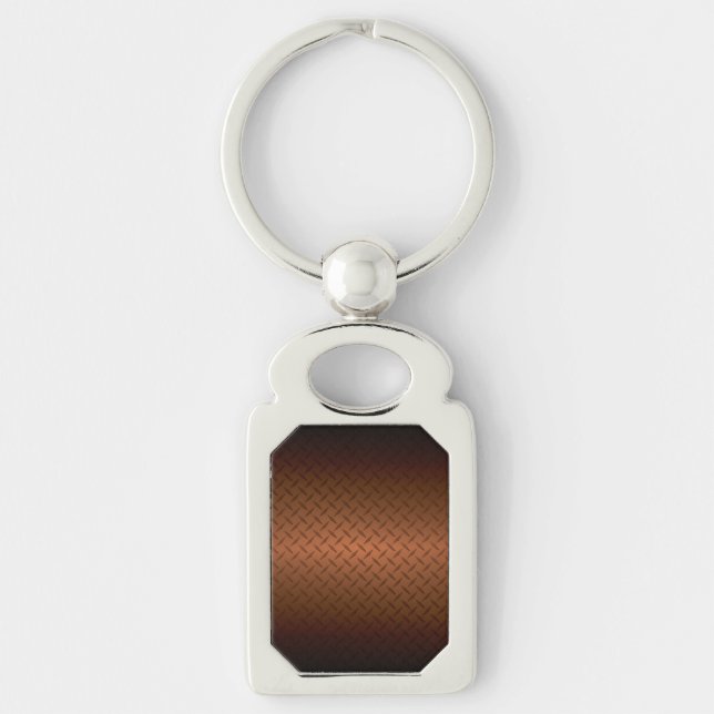 Diamondplate Look Pattern Black to Copper Fade Key Ring (Front)