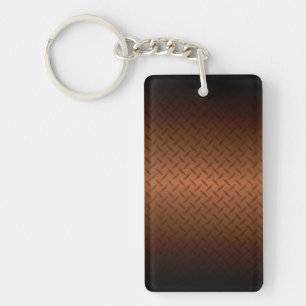 Diamondplate Look Pattern  Black to Copper Fade Key Ring